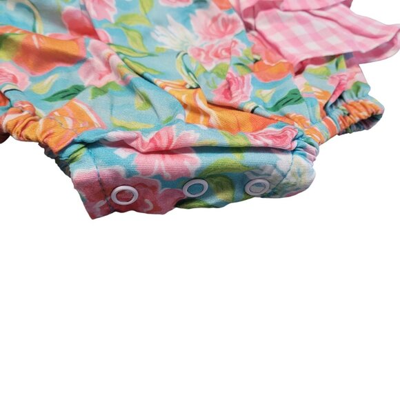 Ricrac & Ruffles Baby Girl Pumpkin Floral Bubble Romper Size 3-6M Thanksgiving - Picture 6 of 13
